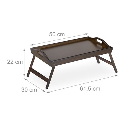 Folding bed tray dark brown
