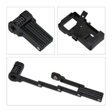 Folding bike lock with combination lock