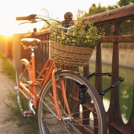 Folding bike lock with combination lock