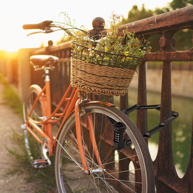 Folding bike lock with combination lock
