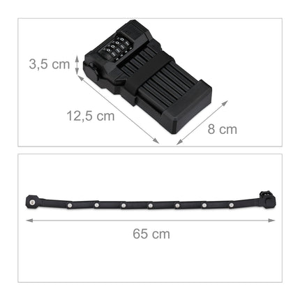 Folding bike lock with combination lock