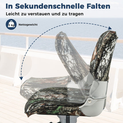 Folding boat seat with low backrest boat chair padded steering chair 50 x 50 x 47 cm