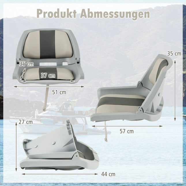 Folding boat seat with low backrest boat chair padded steering chair 57 x 51 x 35 cm