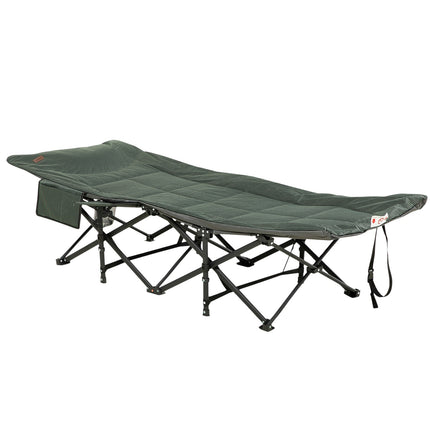 Folding camping bed with bag, grey, supports 120 kg