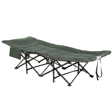 Folding camping bed with bag, grey, supports 120 kg