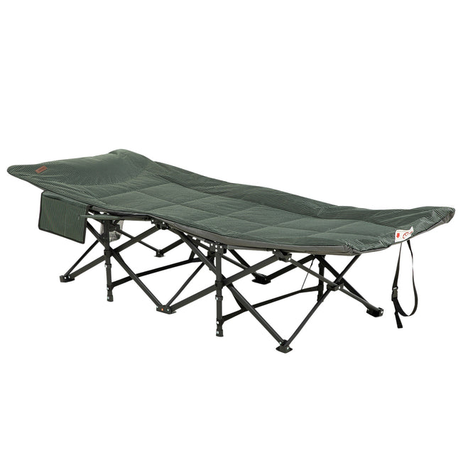 Folding camping bed with bag, grey, supports 120 kg
