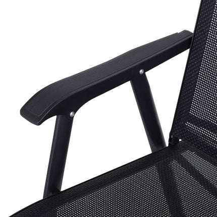 Folding camping chairs Set of 2 with armrests, black metal