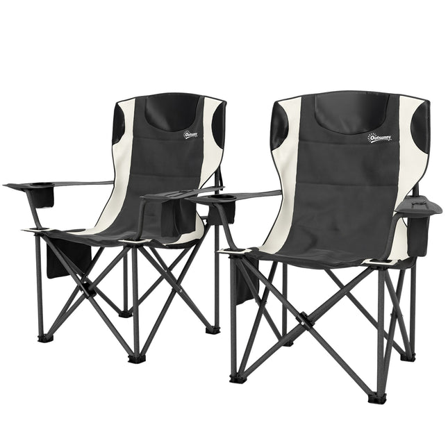 Folding camping chairs Set with armrests & cooler bag