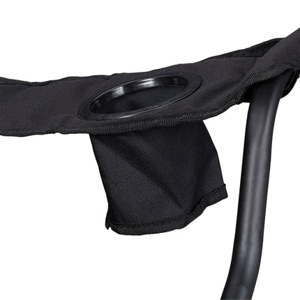Folding camping chair with bottle holder