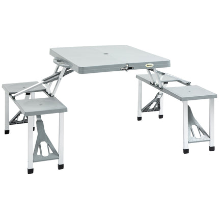 Folding camping picnic table with 4 aluminum chairs