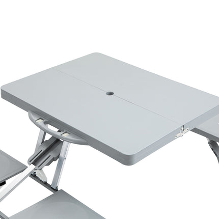Folding camping picnic table with 4 aluminum chairs
