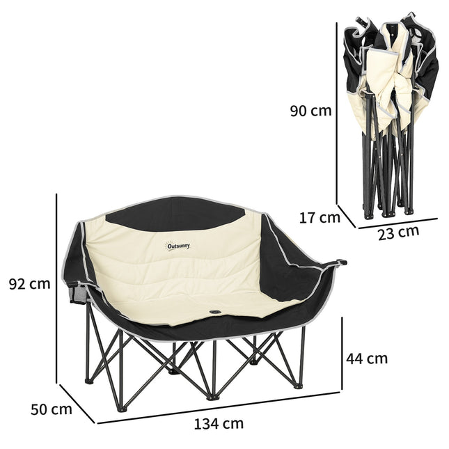 2-seat folding camping chair with cup holder, capacity 250 kg