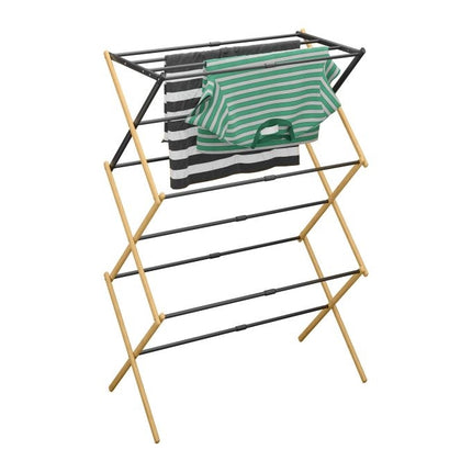 Folding clothes horse in bamboo & metal