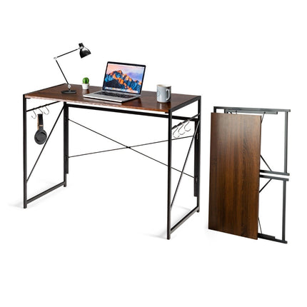 Folding computer table, work table with metal frame, laptop table, can hold up to 115 kg, brown, 100 x 50 x 75 cm