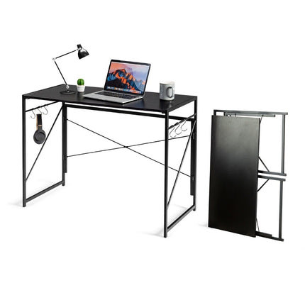 Folding computer table, work table with metal frame, laptop table, load capacity up to 115 kg, 100 x 50 x 75 cm, black