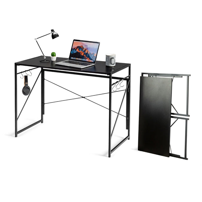 Folding computer table, work table with metal frame, laptop table, load capacity up to 115 kg, 100 x 50 x 75 cm, black