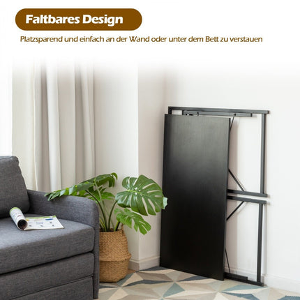 Folding computer table, work table with metal frame, laptop table, load capacity up to 115 kg, 100 x 50 x 75 cm, black