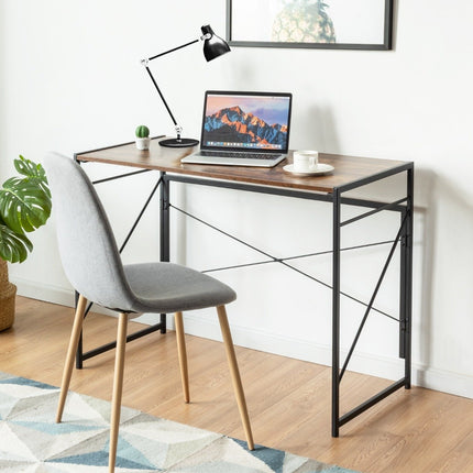 Folding computer table, work table with metal frame, laptop table, load capacity up to 115 kg, 100 x 50 x 75 cm, rustic brown