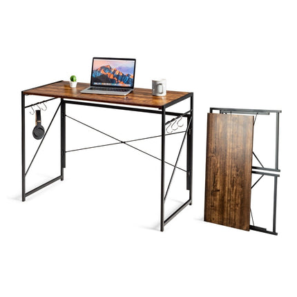Folding computer table, work table with metal frame, laptop table, load capacity up to 115 kg, 100 x 50 x 75 cm, rustic brown