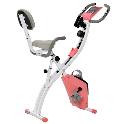 Folding exercise bike - 2-in-1 trainer with LCD and 8 resistance levels