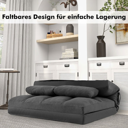 Folding floor sofa 3 in 1 sofa bed with sleeping function and adjustable backrest dark gray