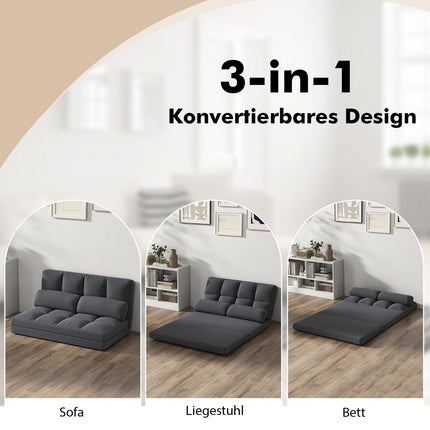 Folding floor sofa 3 in 1 sofa bed with sleeping function and adjustable backrest dark gray
