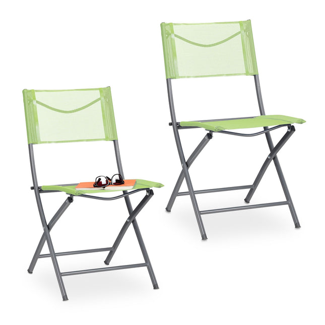 Folding garden chair Set of 2 green