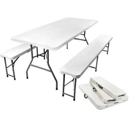 Folding garden table 180cm + 2 benches