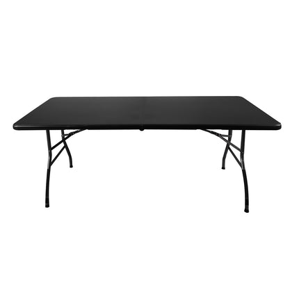 Folding garden table 180cm + 2 benches - black