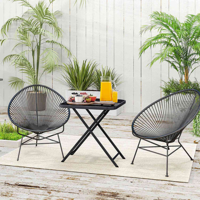 Opklapbare tuintafel 70 x 70 cm, weerbestendige balkontafel, stalen klaptafel met uitgesneden design, eettafel voor buiten, vierkante bijzettafel, terrastafel voor tuin, terras, balkon, zwart