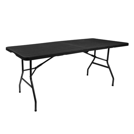 Folding garden table black 180cm