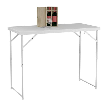 Folding garden table, height adjustable