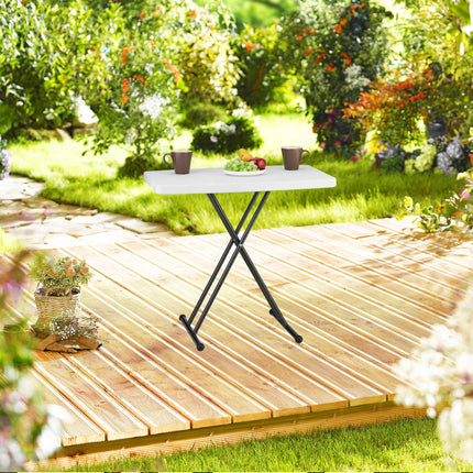 Folding garden table, height adjustable