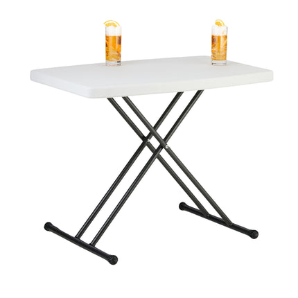 Folding garden table, height adjustable