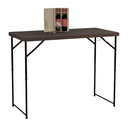 Folding garden table, height adjustable