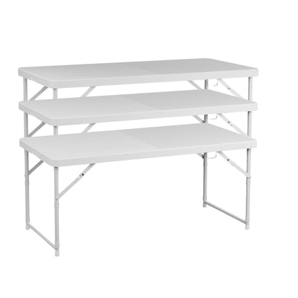 Folding garden table, height adjustable
