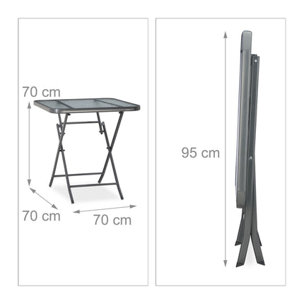 Folding garden table with glass top