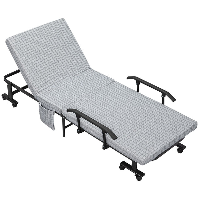 Folding guest bed - Steel frame, adjustable backrest