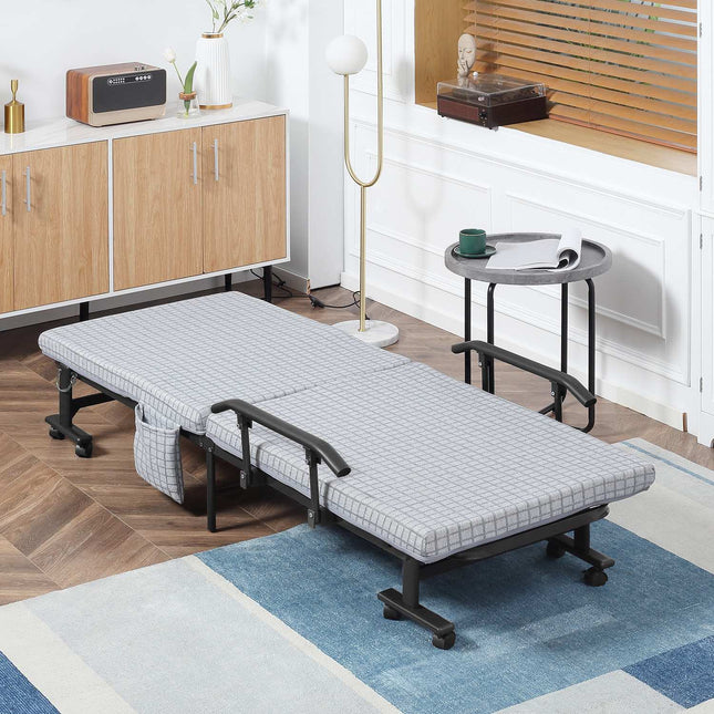 Folding guest bed - Steel frame, adjustable backrest