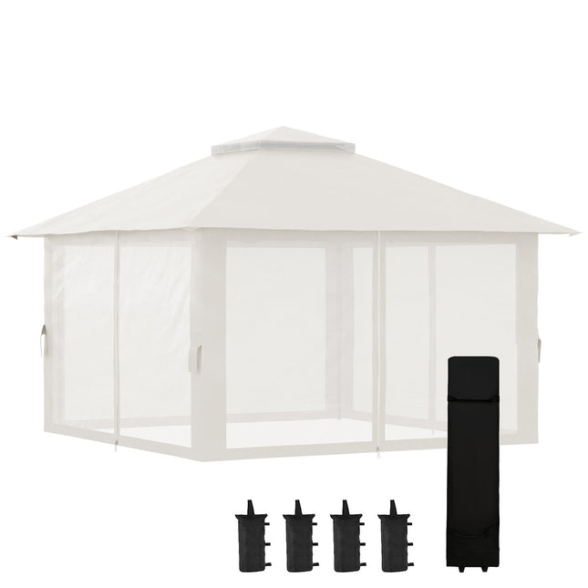 Folding pavilion 4x4m, UV protection, adjustable height, cream