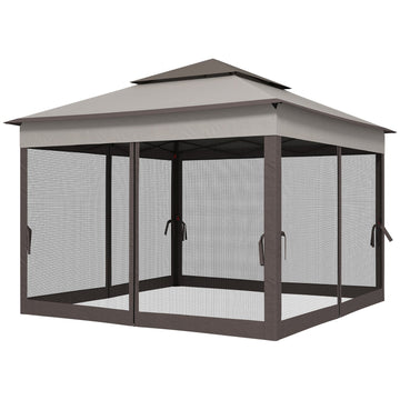 Pop-up garden party tent with side walls, light gray 3.25m