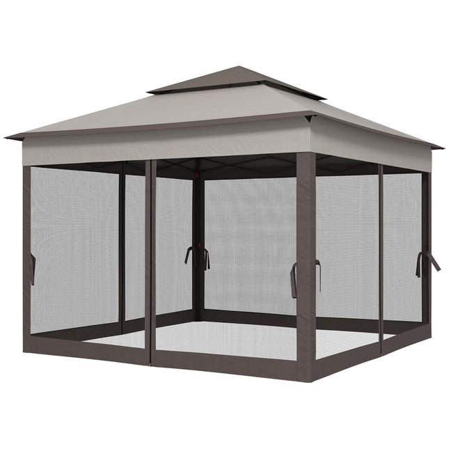 Pop-up garden party tent with side walls, light gray 3.25m
