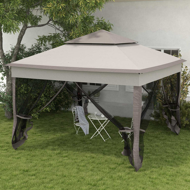 Pop-up garden party tent with side walls, light gray 3.25m
