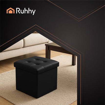 Folding pouffe black 25779