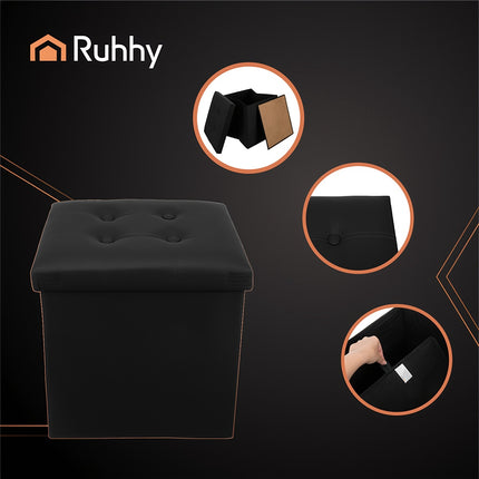 Folding pouffe black 25779