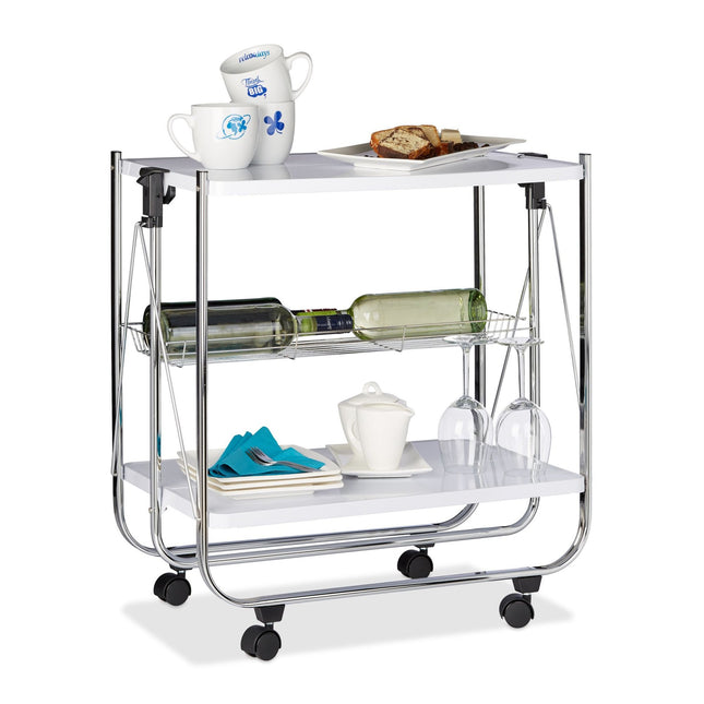 Folding serving trolley