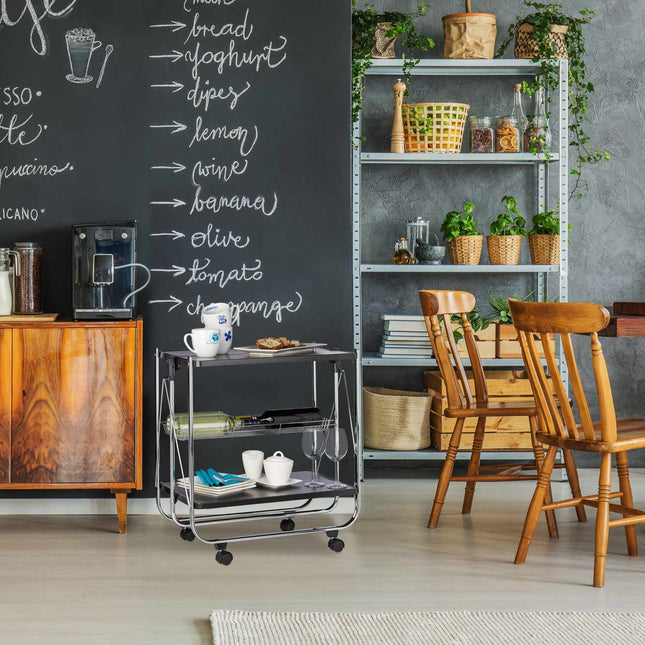 Folding serving trolley