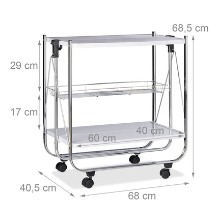 Folding serving trolley