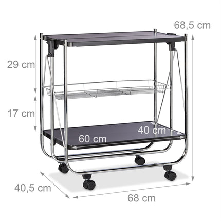 Folding serving trolley