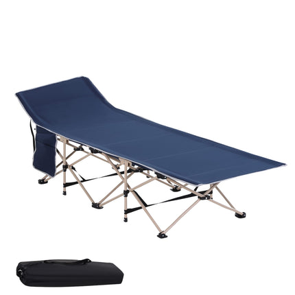 Folding steel camping bed with storage bag, 190x68x52cm
